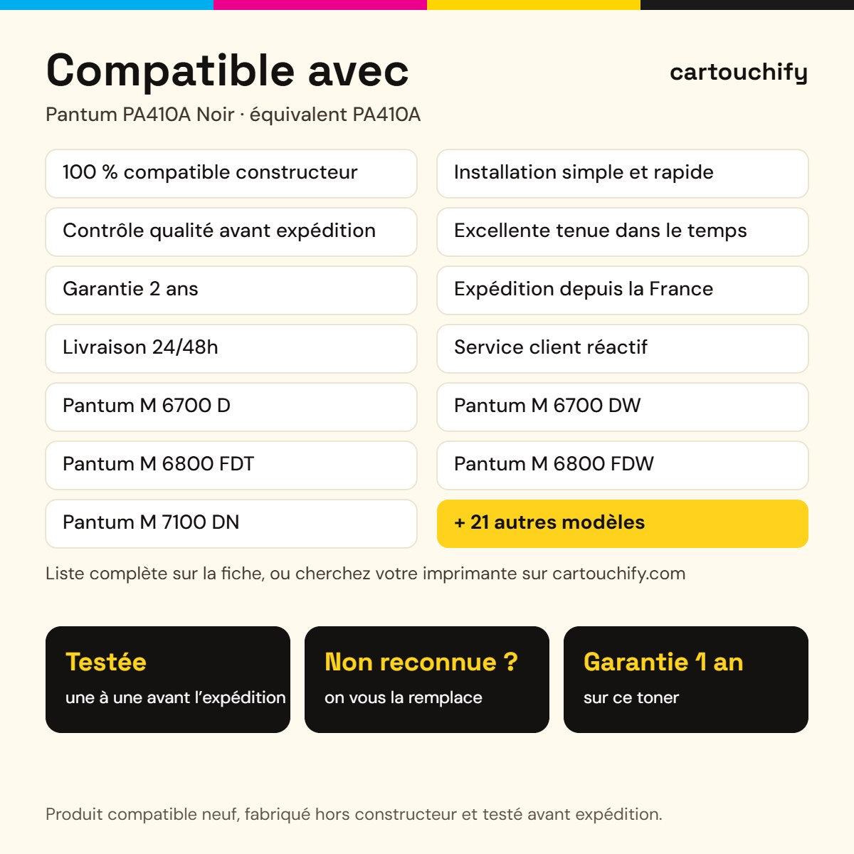 Imprimantes compatibles avec Pantum PA410A Toner Noir compatible