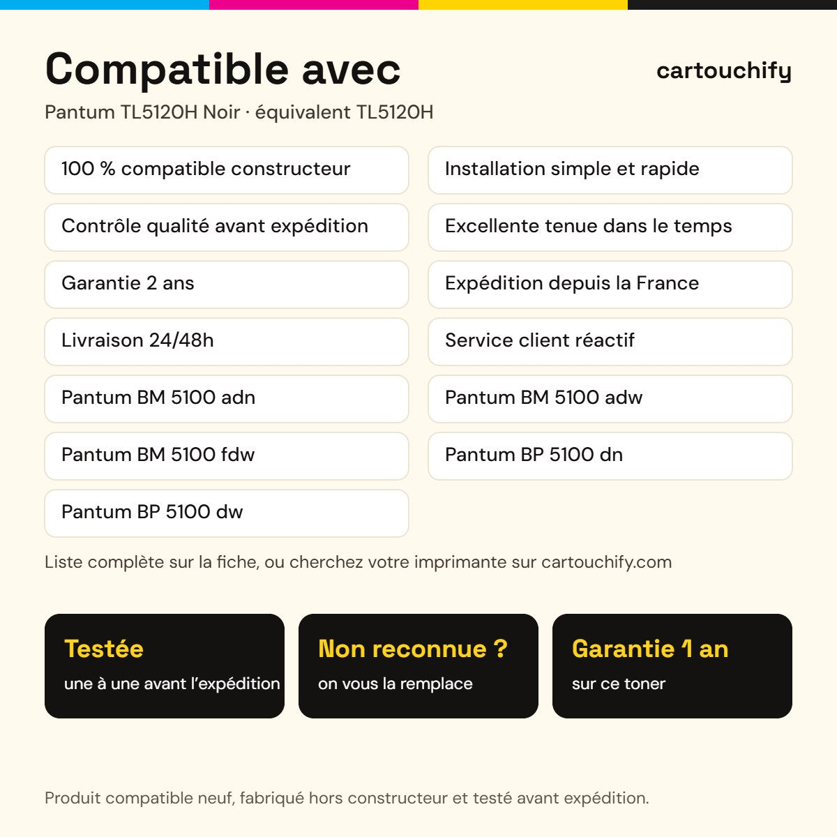 Imprimantes compatibles avec Pantum TL5120H Toner Noir compatible
