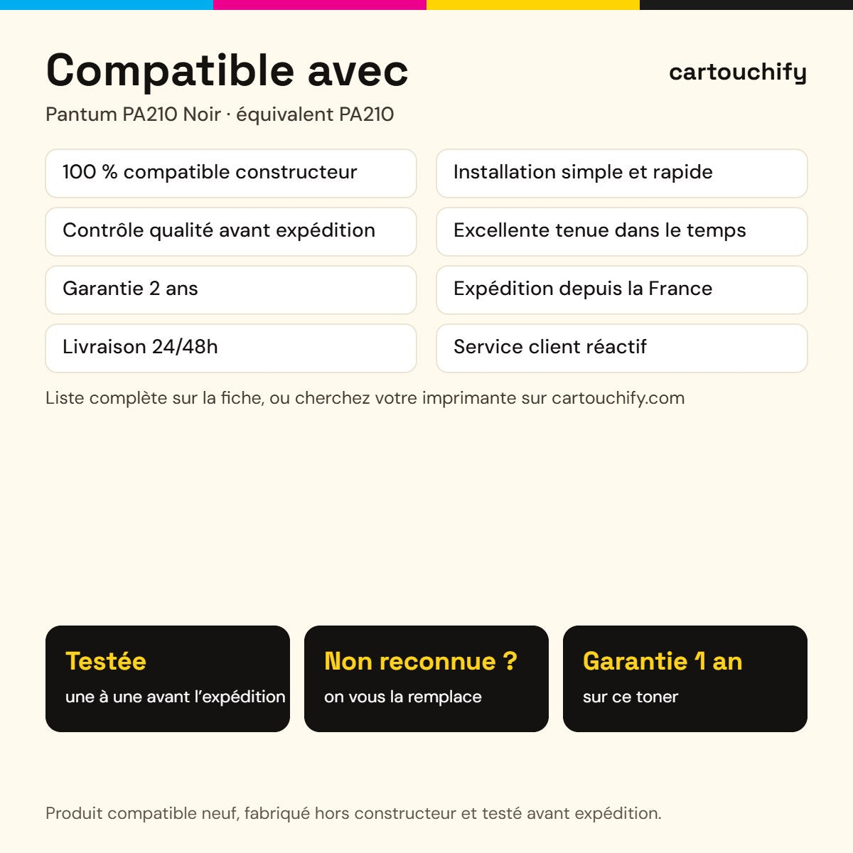 Imprimantes compatibles avec Pantum PA210 Toner Noir compatible
