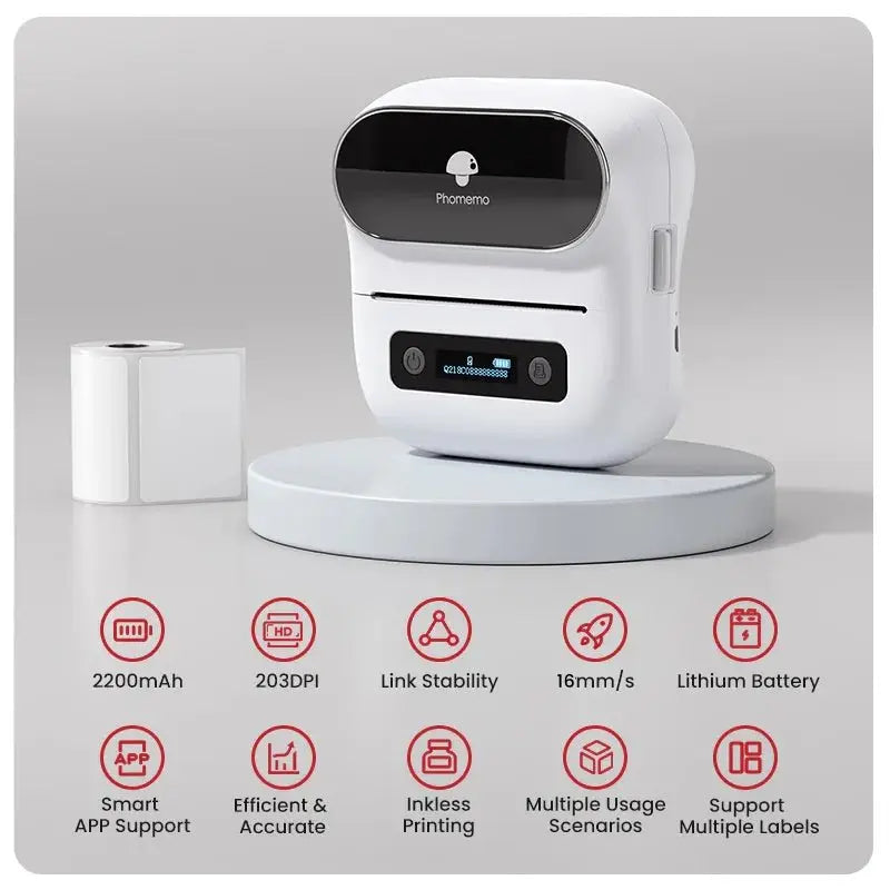 Phomemo - Mini imprimante thermique mobile M220 - Blanc