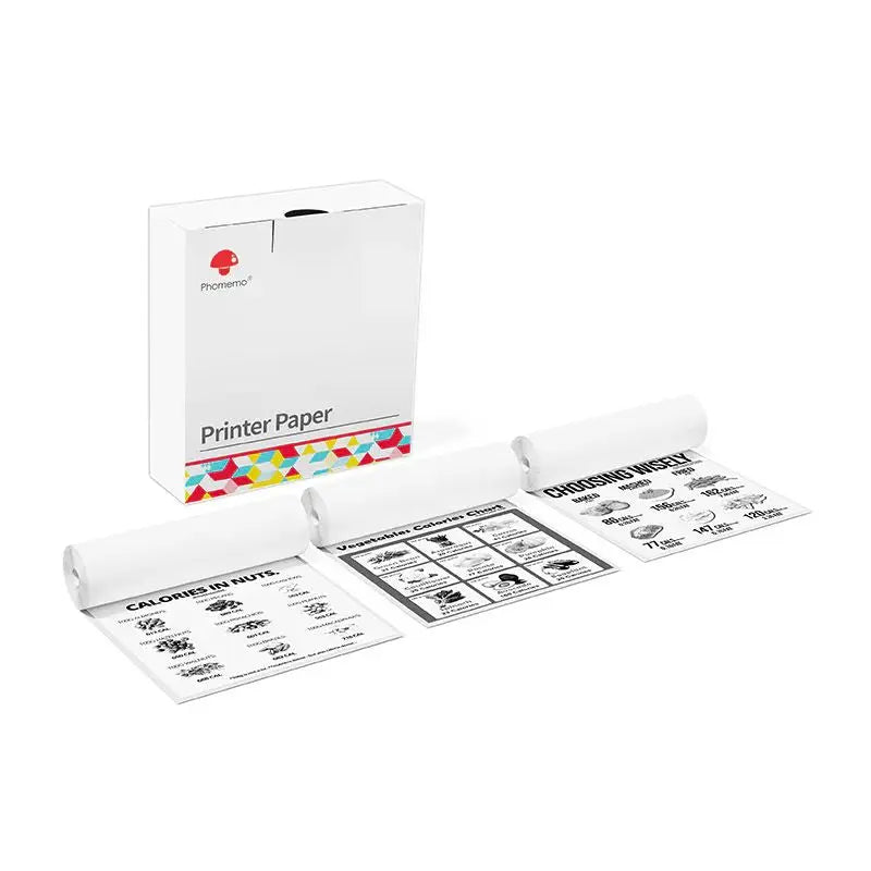 Phomemo - Pack x 3 Rouleaux étiquette continue 107mm 3.5m - Noir sur Blanc - Papier Thermique