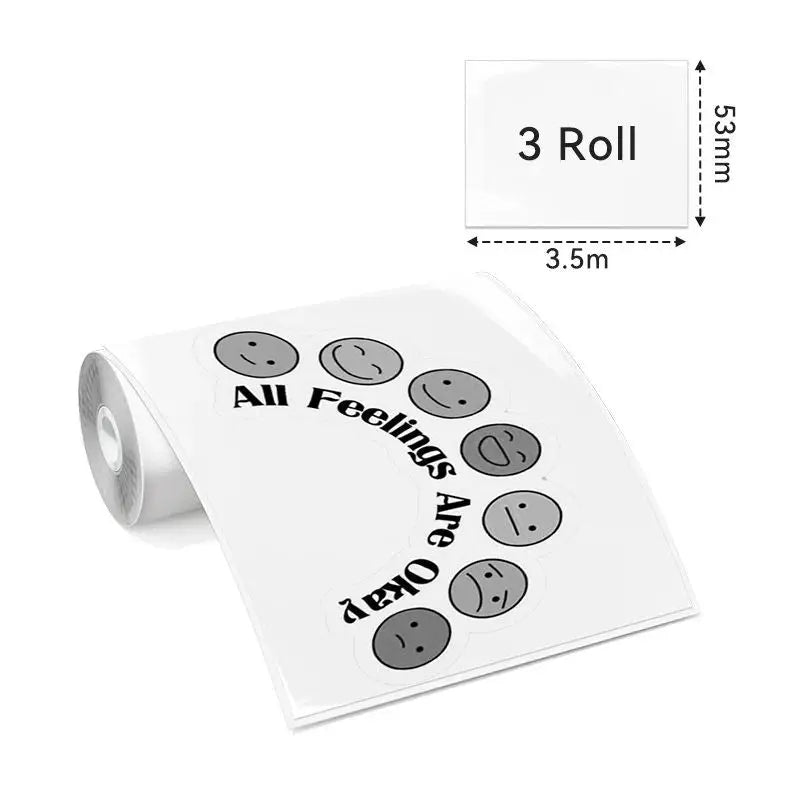 Phomemo - Pack x 3 Rouleaux étiquette continue 50mm x 3.5m - Noir sur Transparent