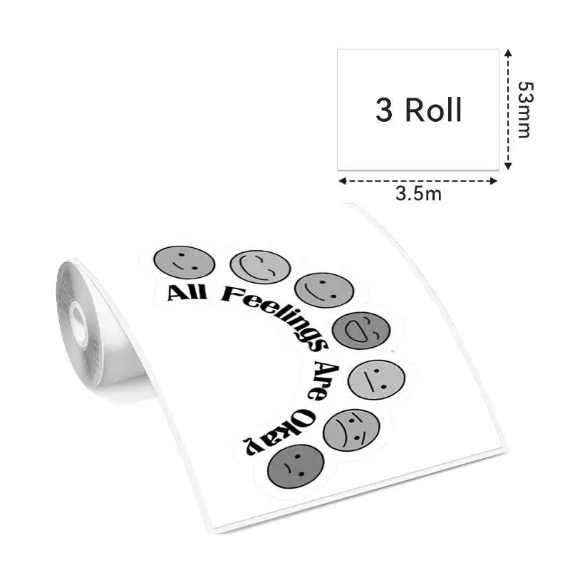 Phomemo - Pack x 3 Rouleaux étiquette continue 50mm x 3.5m - Noir sur Blanc