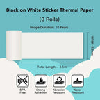 Phomemo - Pack x 3 Rouleaux étiquette continue 50mm x 3.5m - Noir sur Blanc