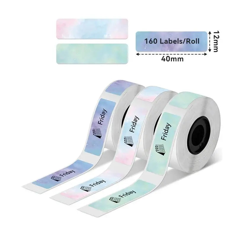 Phomemo - Pack x 3 Rouleaux étiquettes 12x40mm x160 - Noir sur Multicouleur étoile