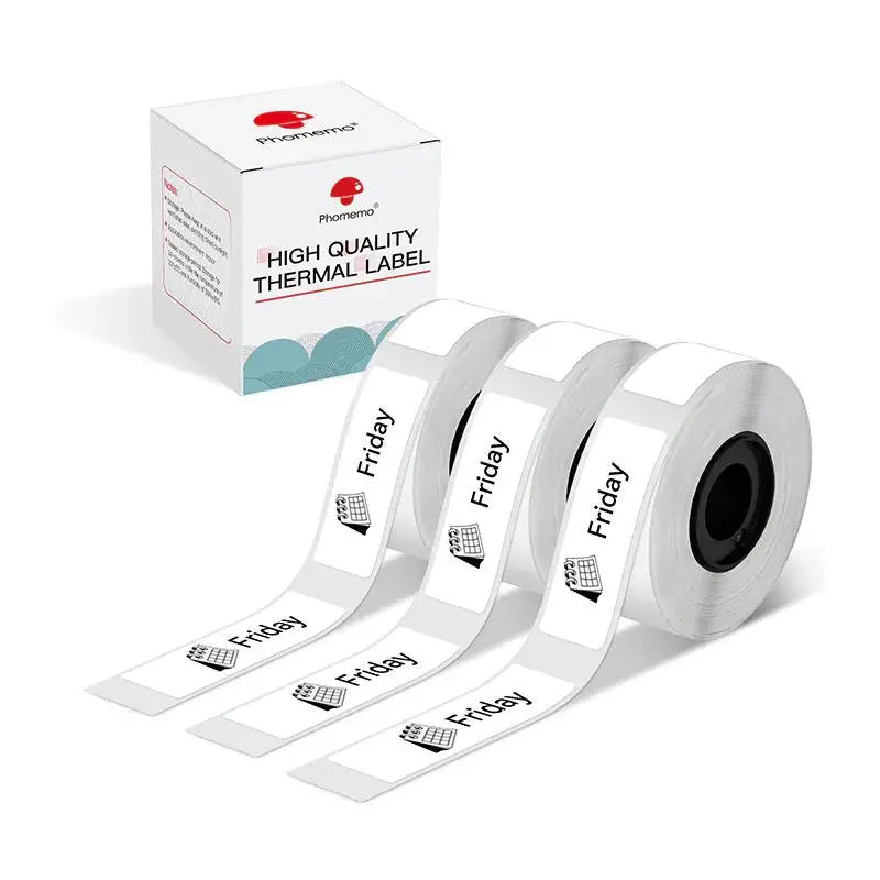 Phomemo - Pack x 3 Rouleaux étiquettes 12x40mm x160 - Noir sur Blanc