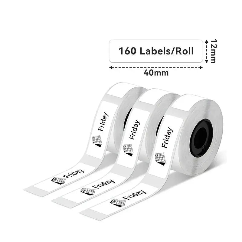 Phomemo - Pack x 3 Rouleaux étiquettes 12x40mm x160 - Noir sur Blanc