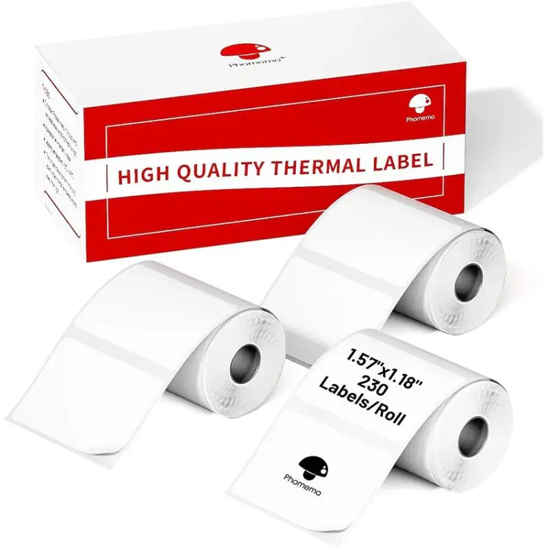 Phomemo - Pack x 3 Rouleaux étiquettes 40x30mm 230 - Noir sur Blanc - Papier Thermique