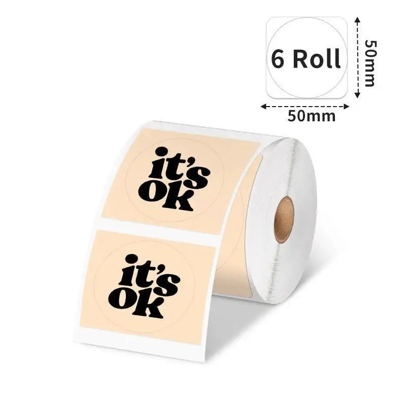 Phomemo - Pack x6 Rouleaux étiquettes Ronde diam. 50mm x 140 - Bleu,Rose,Beige,Violet,Vert,Jaune