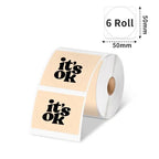 Phomemo - Pack x6 Rouleaux étiquettes Ronde diam. 50mm x 140 - Bleu,Rose,Beige,Violet,Vert,Jaune - Papier Thermique