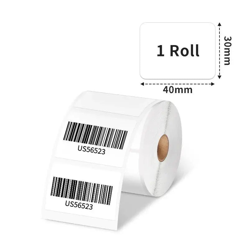 Phomemo - Rouleau étiquettes 40x30mm x 230 - Noir sur Blanc - Papier Thermique