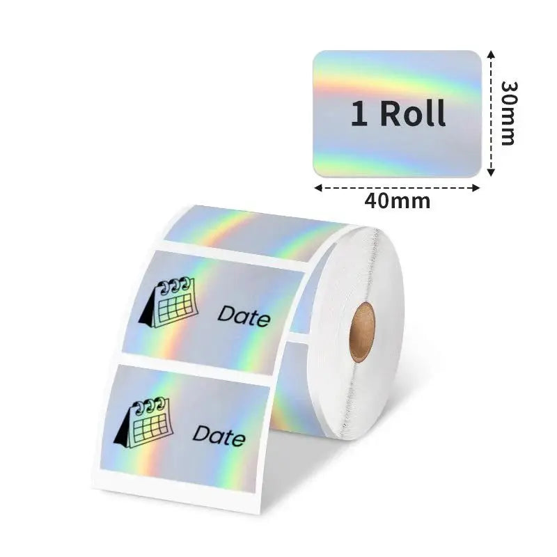 Phomemo - Rouleau étiquettes 40x30mm x 230 - Noir sur Holographique - Papier Thermique