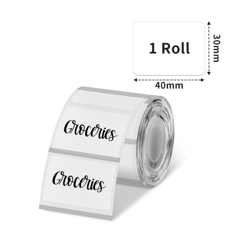 Phomemo - Rouleau étiquettes 40x30mm x 230 - Noir sur Transparent