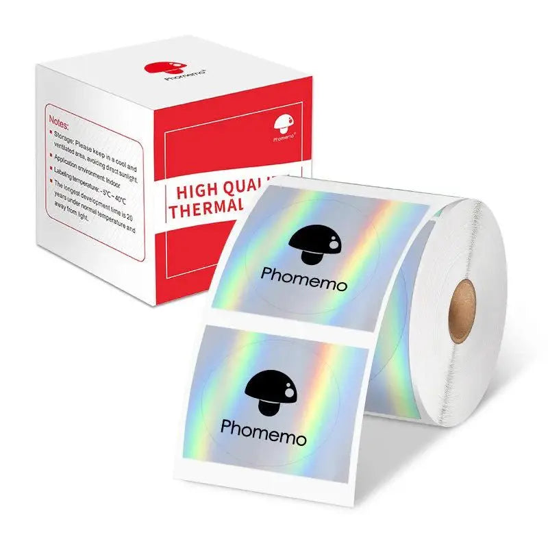 Phomemo - Rouleau étiquettes Ronde diam. 50mm x 140 - Noir sur Holographique