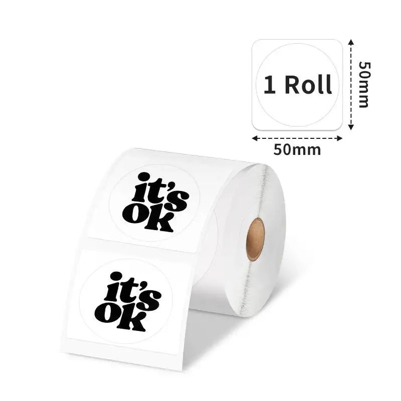 Phomemo - Rouleau étiquettes Ronde diam. 50mm x 140 - Noir sur Blanc
