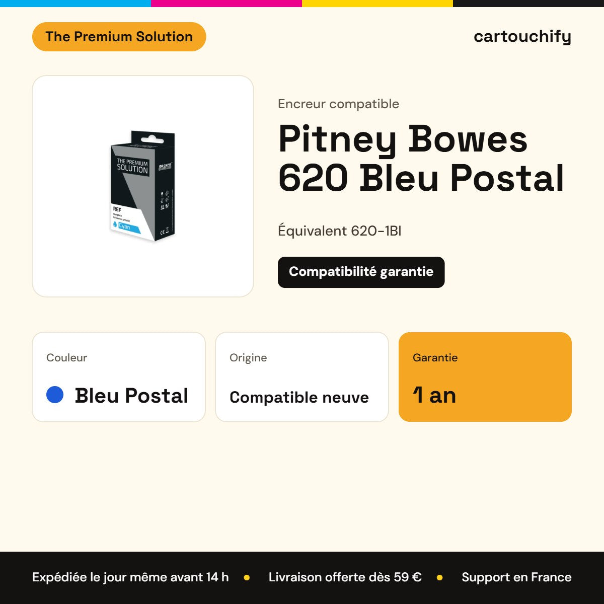 Pitney Bowes 620 Encreur Noir compatible équivalent à 620-1BI : caractéristiques