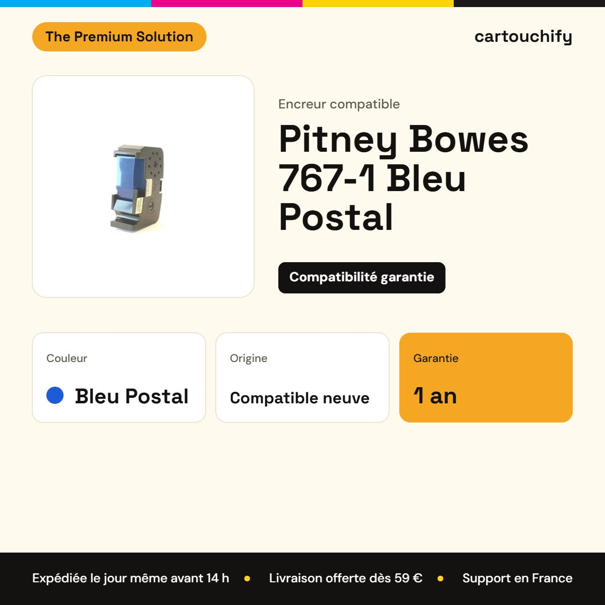 Pitney Bowes 767-1 Encreur Noir compatible : caractéristiques