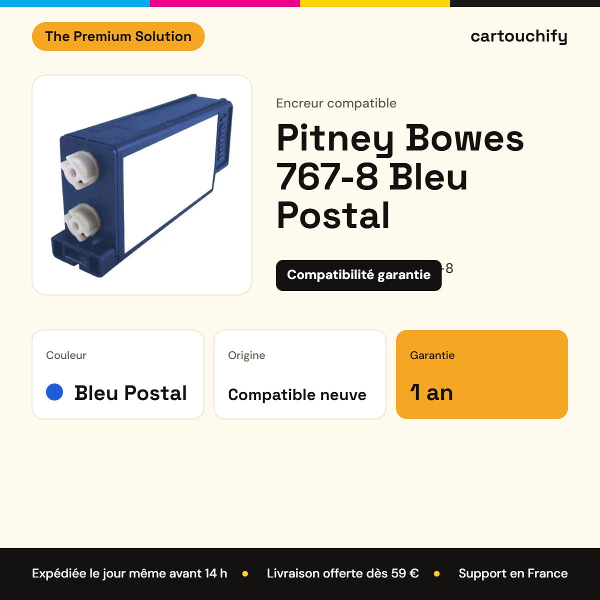 Pitney Bowes 767-8 Encreur Noir compatible équivalent à 767-8BI, 766-8 : caractéristiques