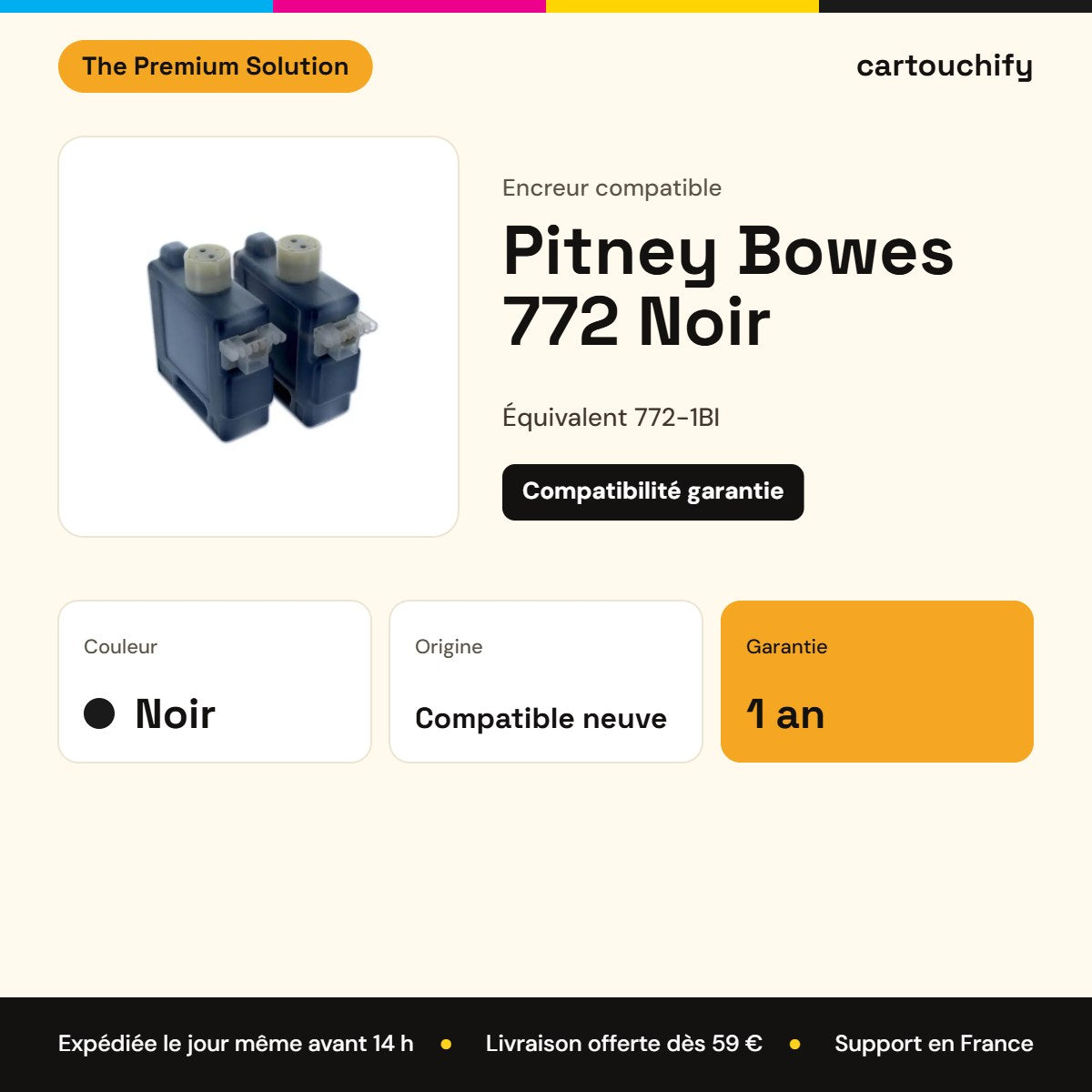 Pitney Bowes 772 Encreur Noir compatible équivalent à 772-1BI : caractéristiques