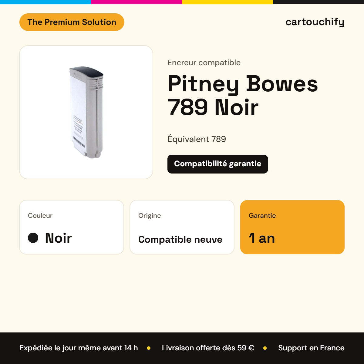 Pitney Bowes 789 Encreur Noir compatible : caractéristiques