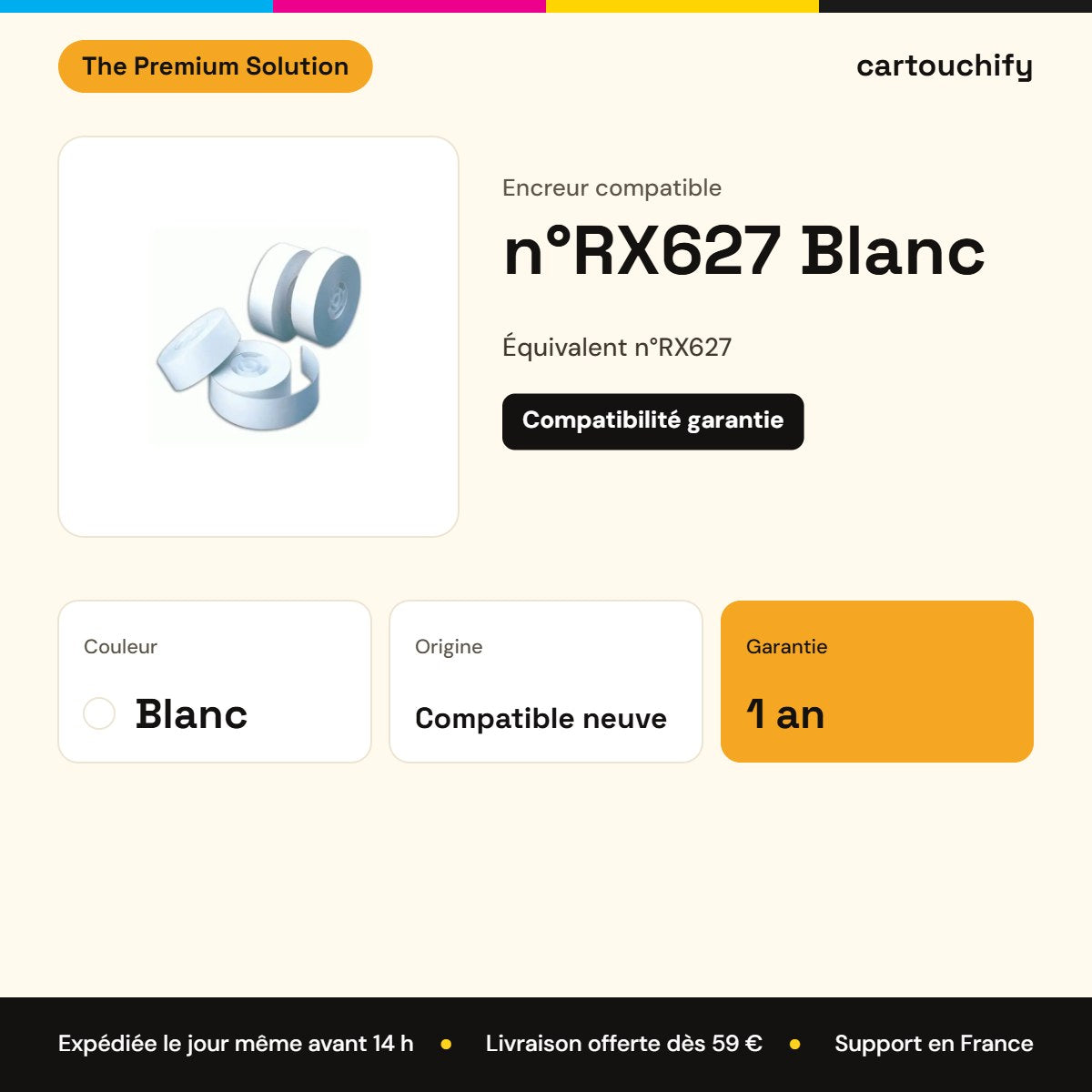 n°RX627 Encreur Blanc compatible : caractéristiques