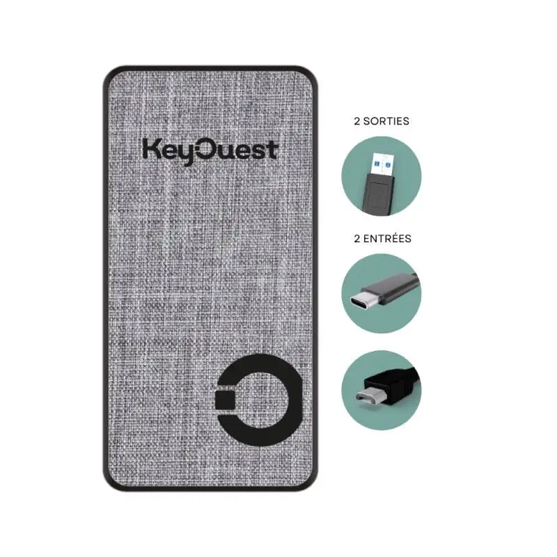 Power Bank eKOgreen recyclé 5 000 mAh - Gris - Batterie portable