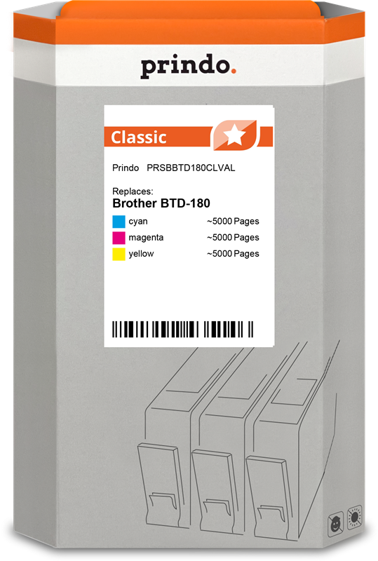 Brother BTD-180 Cartouche Pack 3 Couleurs compatible · Prindo Classic