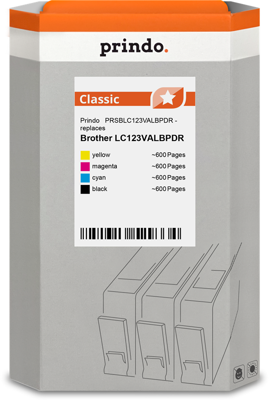 Brother LC-123 Cartouche Pack 4 Couleurs compatible équivalent à LC123VALBPDR · Prindo Classic