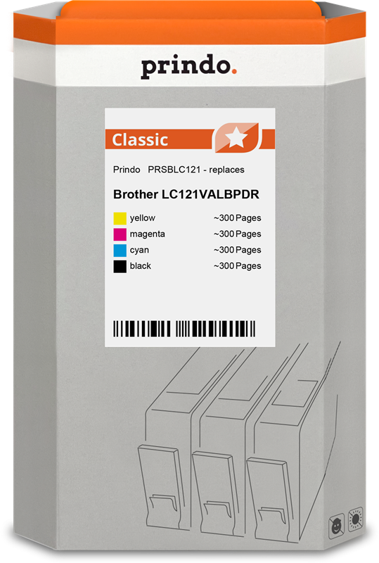 Brother LC-121 Cartouche Pack 4 Couleurs compatible équivalent à LC121VALBPDR · Prindo Classic