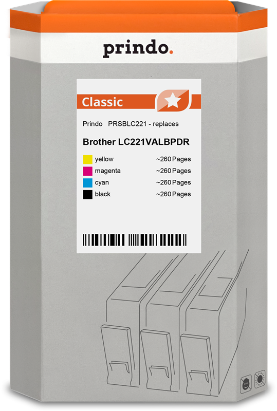 Brother LC221VALBPDR Cartouche Pack 4 Couleurs compatible · Prindo Classic