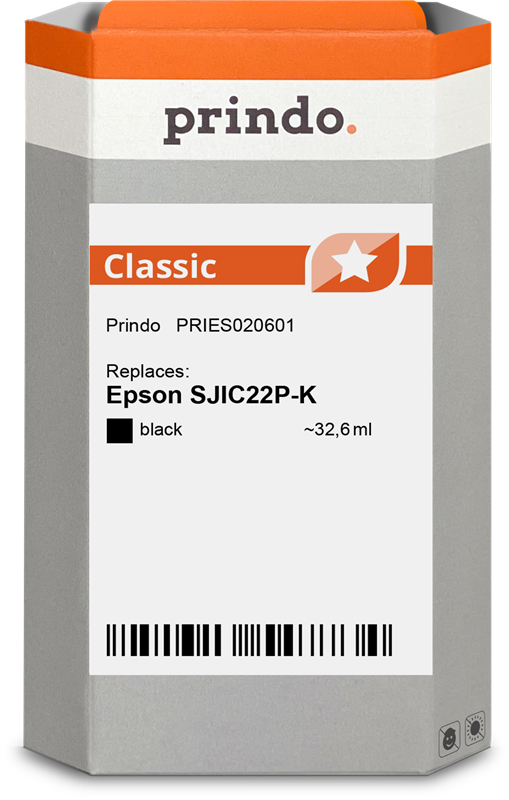 Epson SJIC22P-K Cartouche Noir compatible équivalent à C33S020601 · Prindo Classic