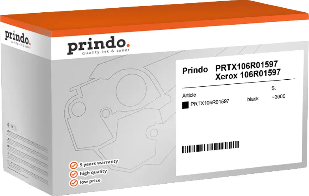 Prindo Classic Noir(e) Toner Alternatif pour Xerox 106R01597 - compatible