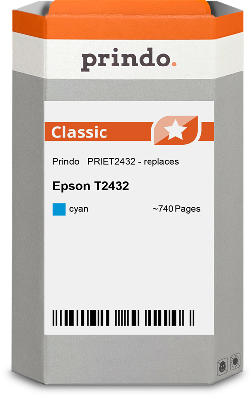 Epson 24 XL Cartouche Cyan compatible équivalent à C13T24324012 · Prindo Classic