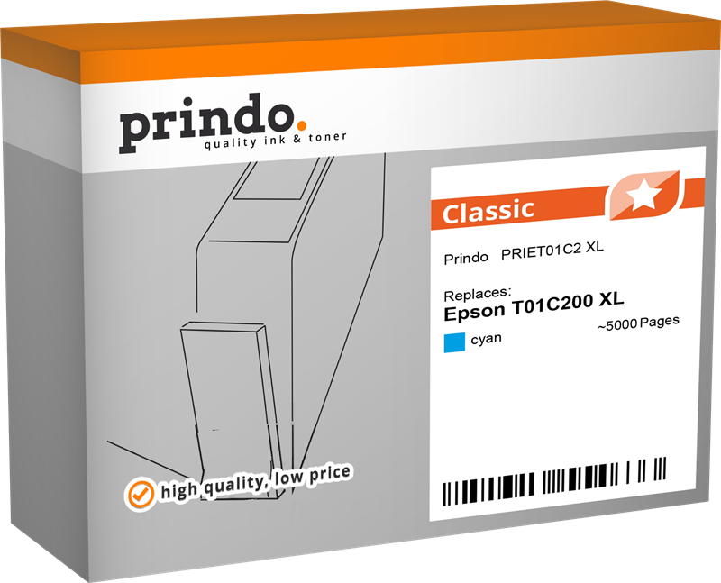 Epson T01C200 XL Cartouche Cyan compatible équivalent à C13T01C200 · Prindo Classic