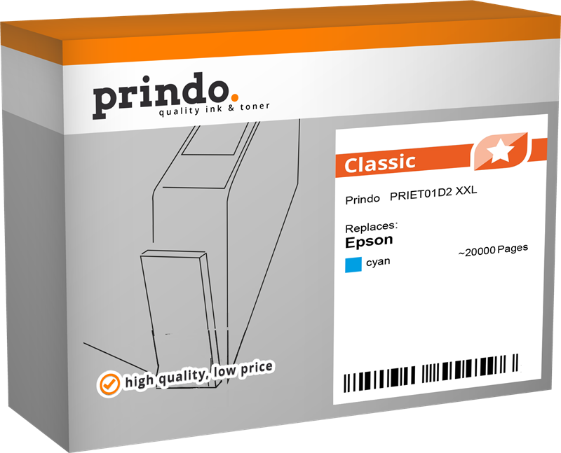 Epson T01D2 XXL Cartouche Cyan compatible équivalent à C13T01D200 · Prindo Classic