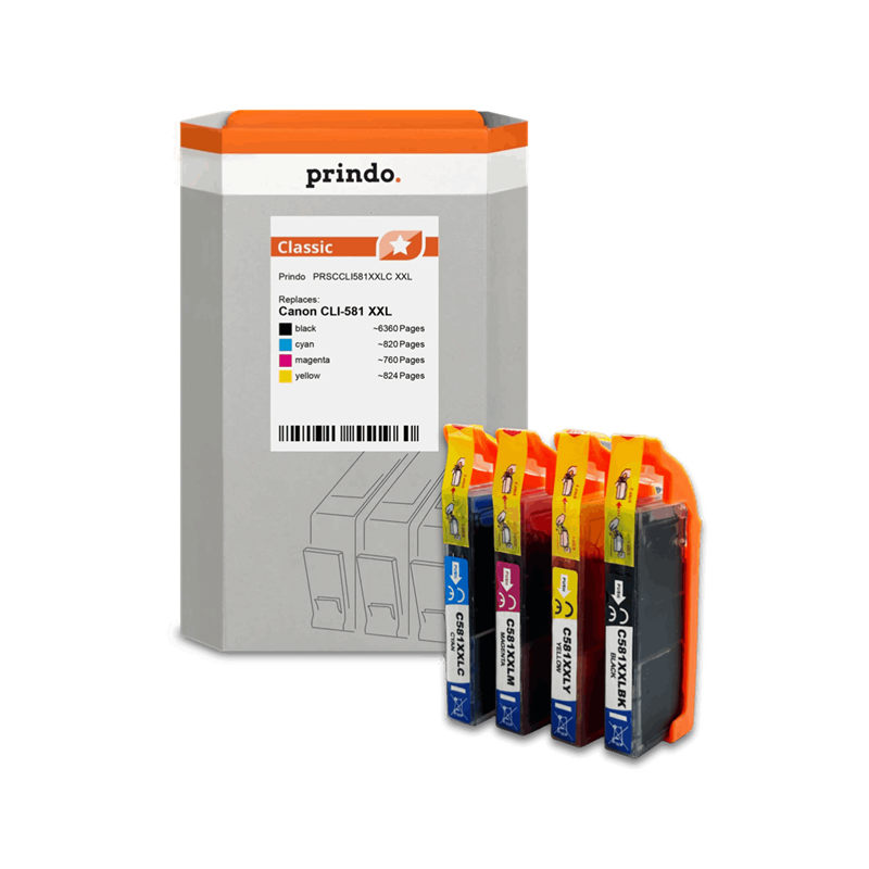 Canon CLI-581 XXL Cartouche Pack 4 Couleurs compatible · Prindo Classic