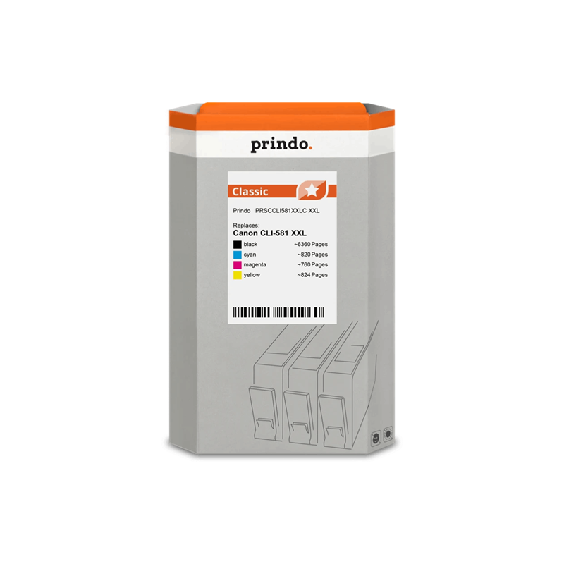 Canon CLI-581 XXL Cartouche Pack 4 Couleurs compatible · Prindo Classic