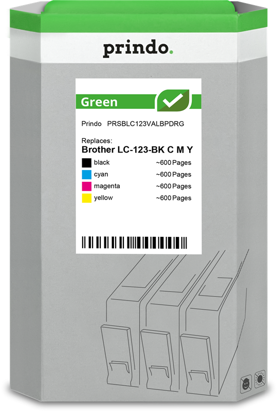 Brother LC-123 Cartouche Pack 4 Couleurs remanufacturé · Prindo Green