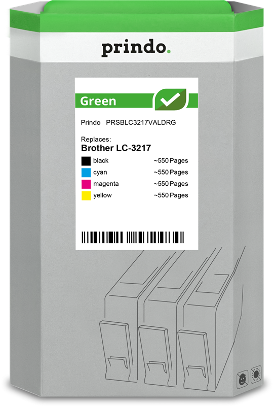 Brother LC-3217 Cartouche Pack 4 Couleurs remanufacturé · Prindo Green