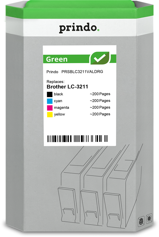 Brother LC-3211 Cartouche Pack 4 Couleurs remanufacturé · Prindo Green