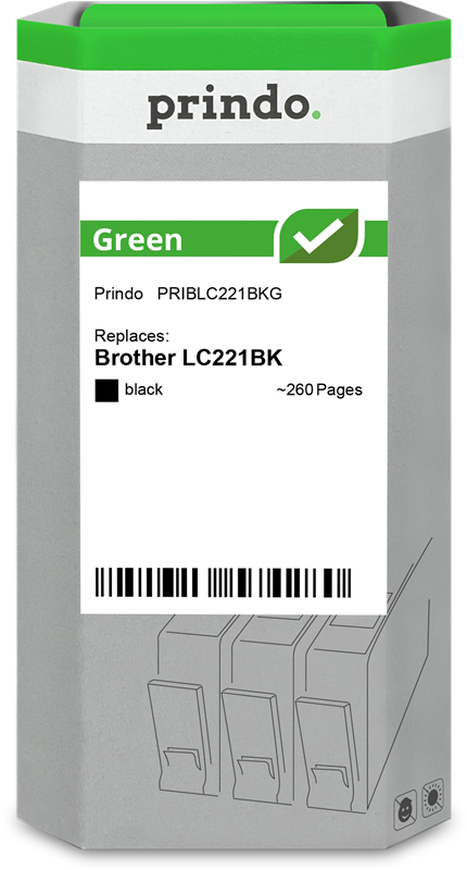 Brother LC221BK Cartouche Noir remanufacturé · Prindo Green