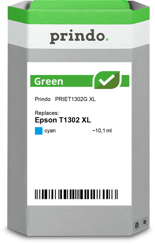 Epson T1302 XL Cartouche Cyan remanufacturé équivalent à C13T13024012 · Prindo Green