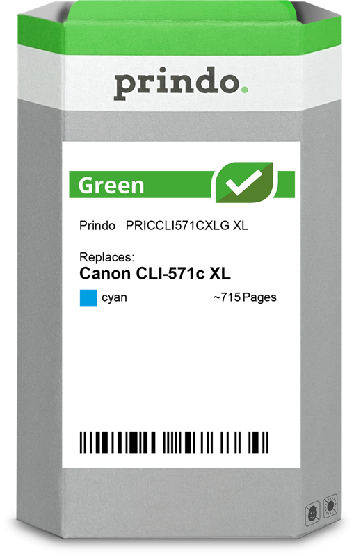 Canon CLI-571c XL Cartouche Cyan remanufacturé équivalent à 0332C001 · Prindo Green