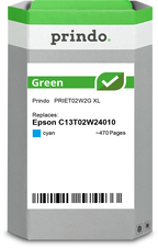 Epson 502XL Cartouche Cyan remanufacturé équivalent à C13T02W24010 · Prindo Green