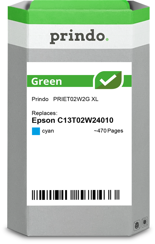 Epson 502XL Cartouche Cyan remanufacturé équivalent à C13T02W24010 · Prindo Green