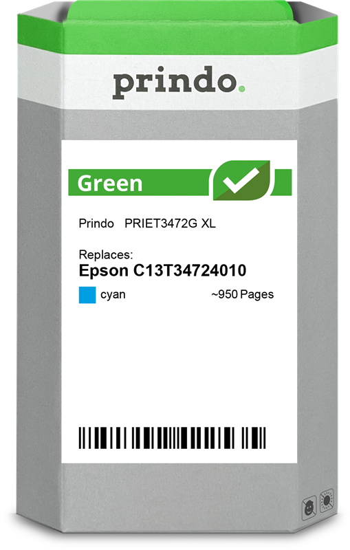 Epson 34 XL Cartouche Cyan remanufacturé équivalent à C13T34724010 · Prindo Green