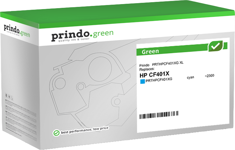 HP 201X Toner Cyan remanufacturé équivalent à CF401X · Prindo Green