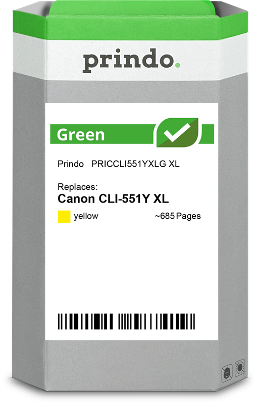 Canon CLI-551Y XL Cartouche Jaune remanufacturé équivalent à 6446B001 · Prindo Green