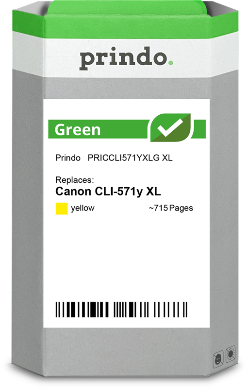 Canon CLI-571y XL Cartouche Jaune remanufacturé équivalent à 0334C001 · Prindo Green