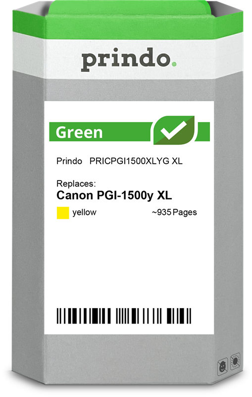 Canon PGI-1500y XL Cartouche Jaune remanufacturé équivalent à 9195B001 · Prindo Green